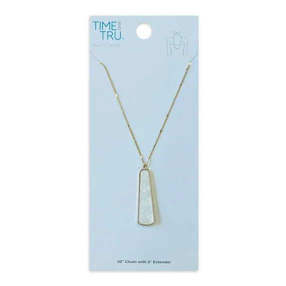 Elegant Gold-Plated Mother of Pearl Long Pendant Necklace