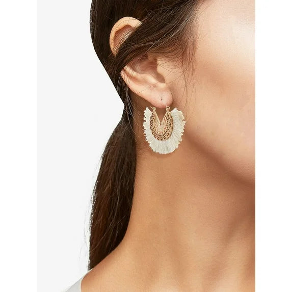 Time and Tru Women’s Goldtone & Ivory Tassel Fringe Earrings