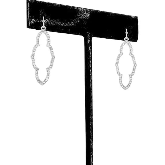 Time and Tru Women’s Crystal Medallion Drop Earrings – Silver Tone