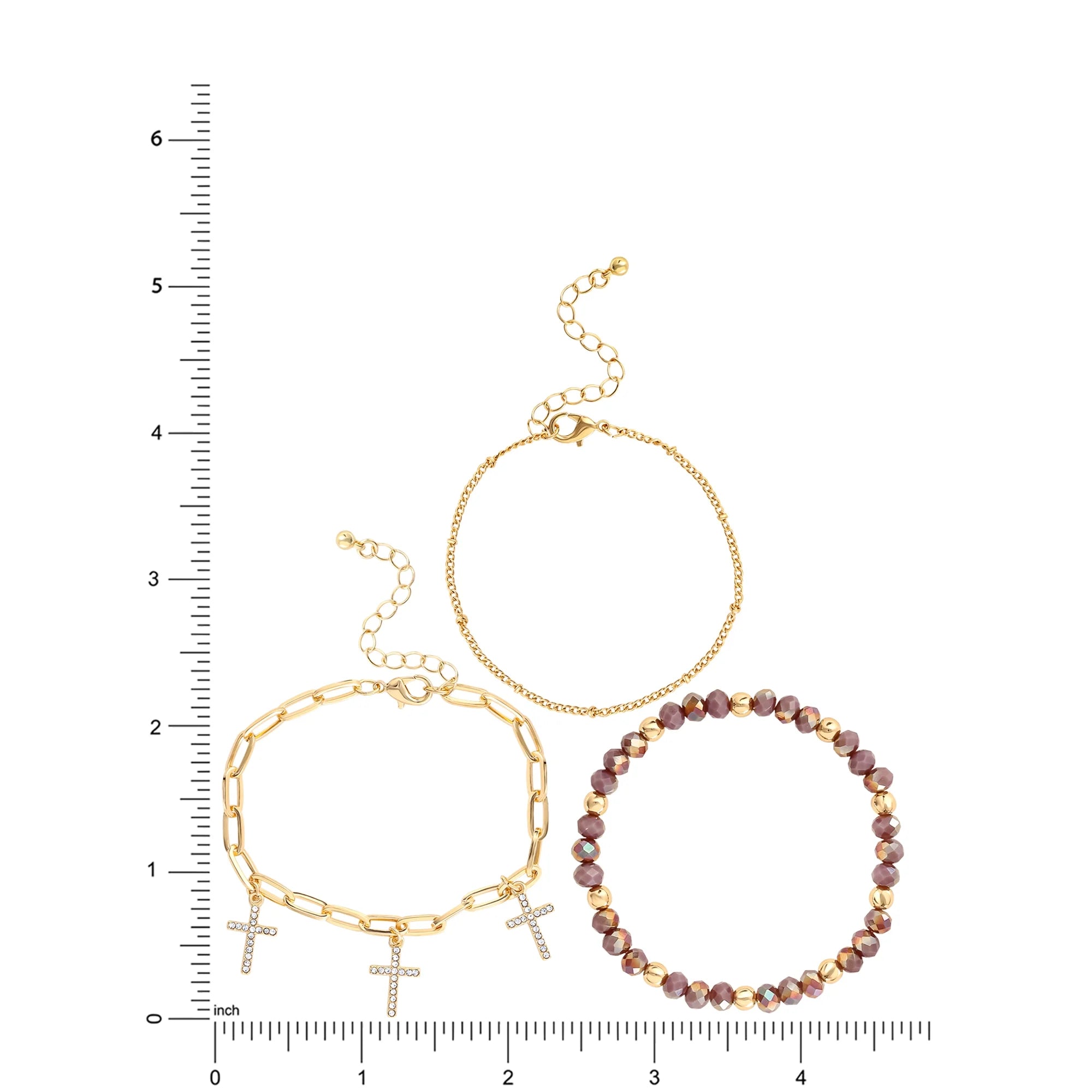 Jessica Simpson Gold Tone Cross Bracelet Set – 3-Piece