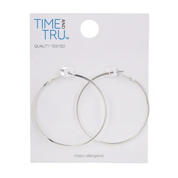 Time and Tru Women’s silver Tone Wide Click-Top Hoop Earrings