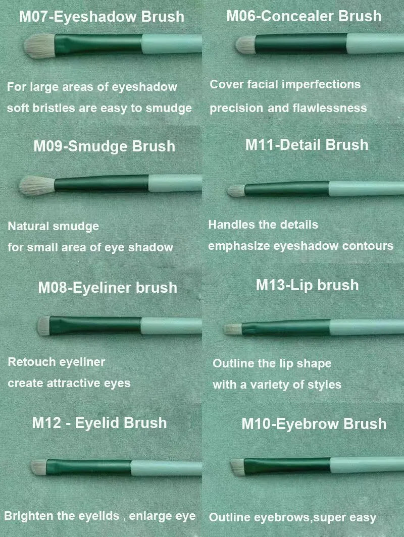 13-Piece Makeup Brush Set: Eye Shadow & Foundation Tools - MAK PERSONA ™
