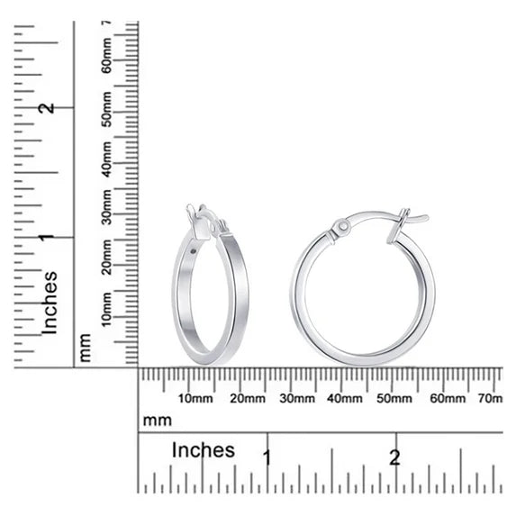 Brilliance 18MM Sterling Silver Square Hoop Earrings