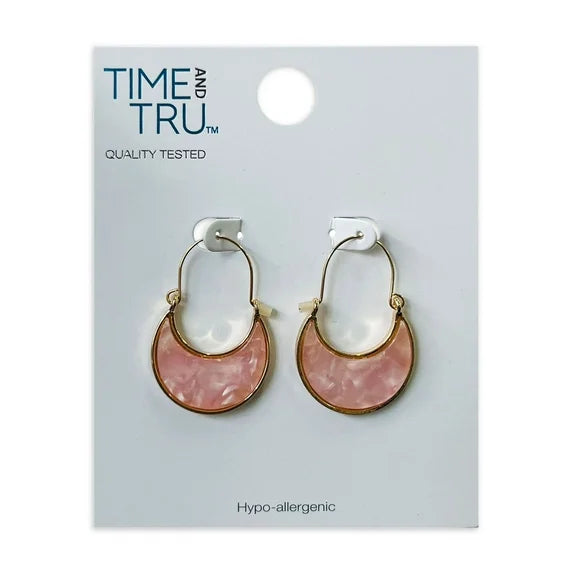 Time and Tru Gold Plated Acetate Wire Hoop Earrings