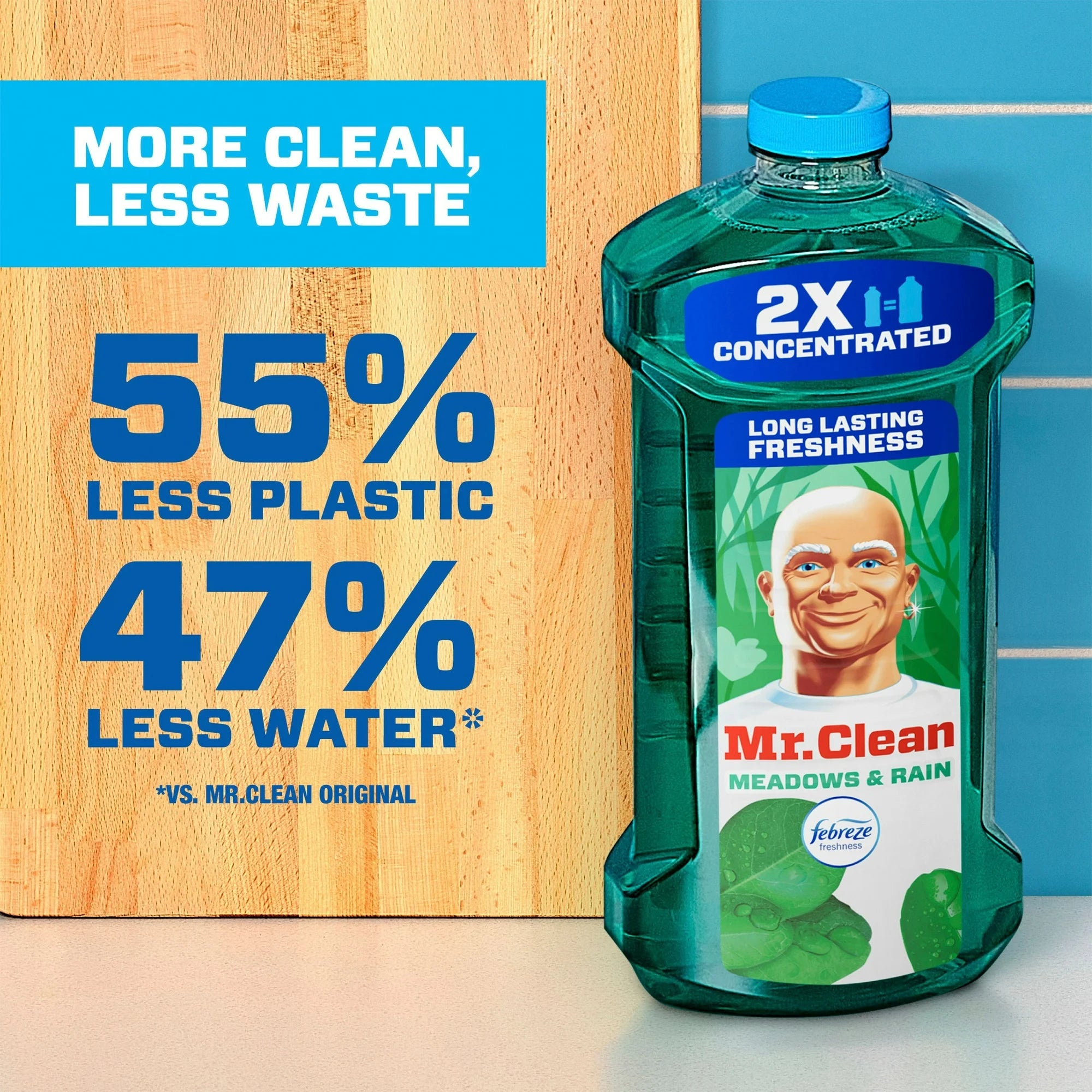 Mr. Clean 2X Concentrated Multi Surface Cleaner with Febreze Meadows & Rain Scent, 23 fl oz