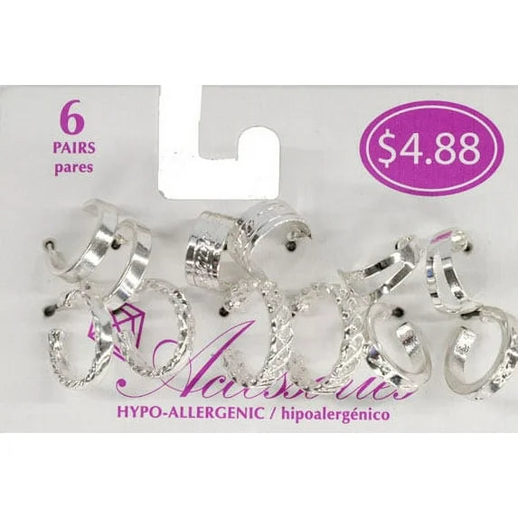 Time and Tru Silver Mini Hoop Earrings Set – 6 Pack (10mm-12mm)