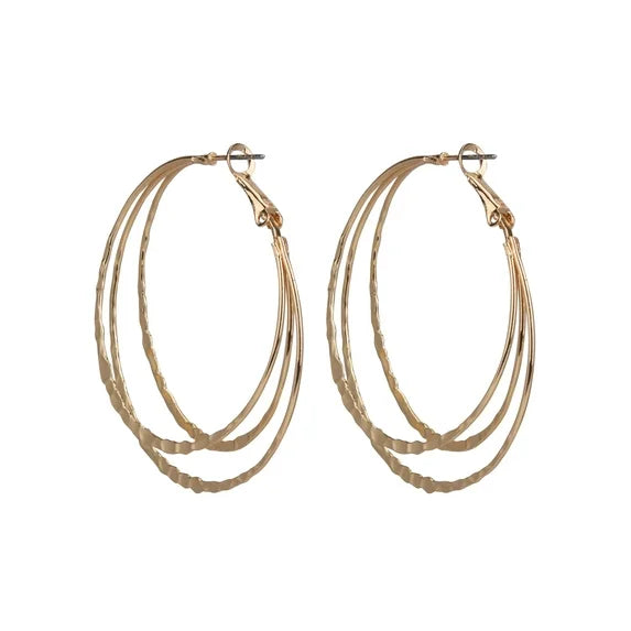 Time and Tru Gold Triple Hoop Earrings for Women