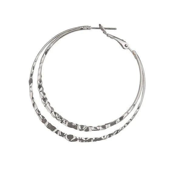 Time and Tru Women’s Double Layer Silver Hoop Earrings