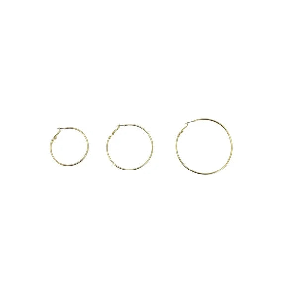Time and Tru Women's Gold Tone Hoop Earring Set – 6-Piece