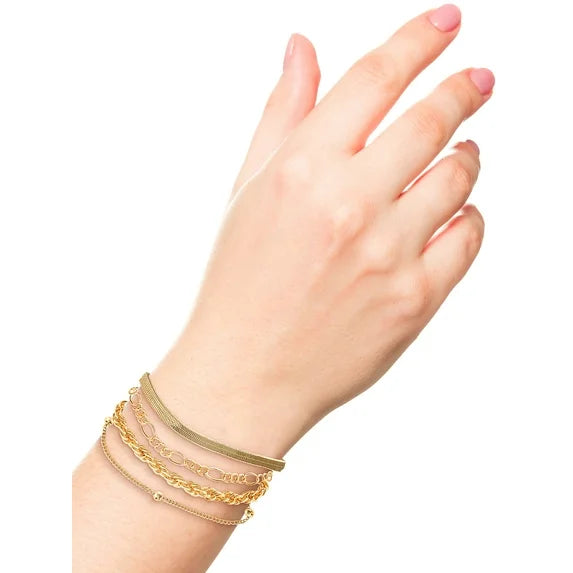 Believe By Brilliance Women's 14kt Gold Plated Bracelet Set – 4-Piece