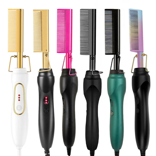 Black Hot Comb: Electric Heating Straightener for Styling