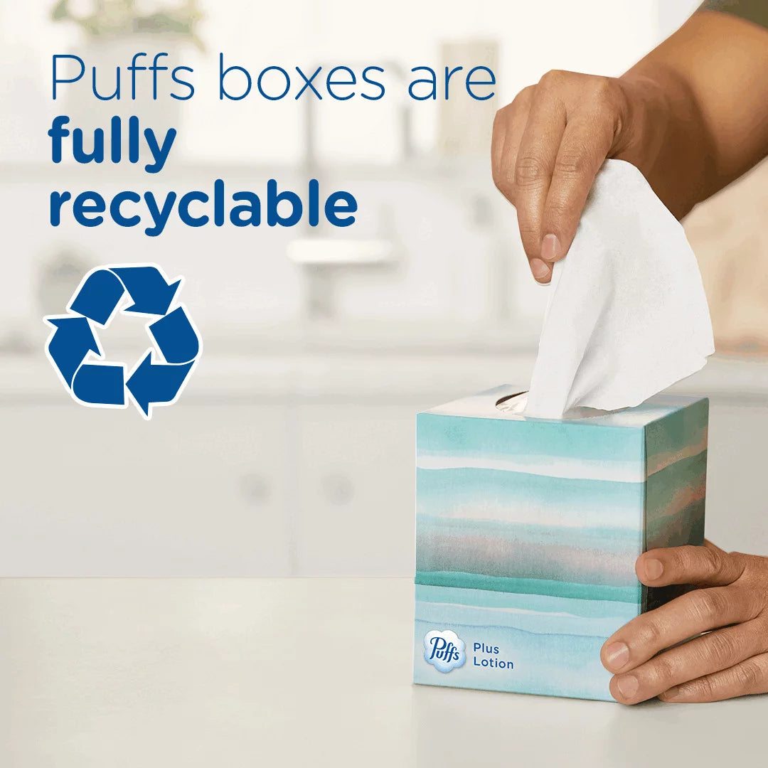 Puffs Plus Lotion Facial Tissues - 4 Mega Cube Boxes