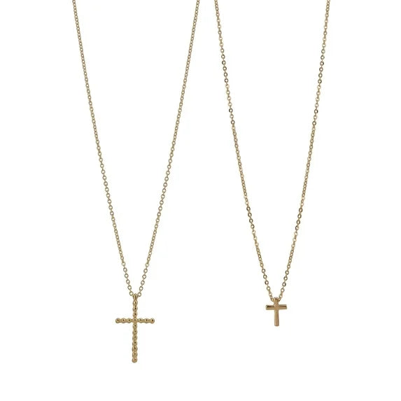 Time and Tru Women’s Gold Tone Cross Pendant Necklace – 2 Row