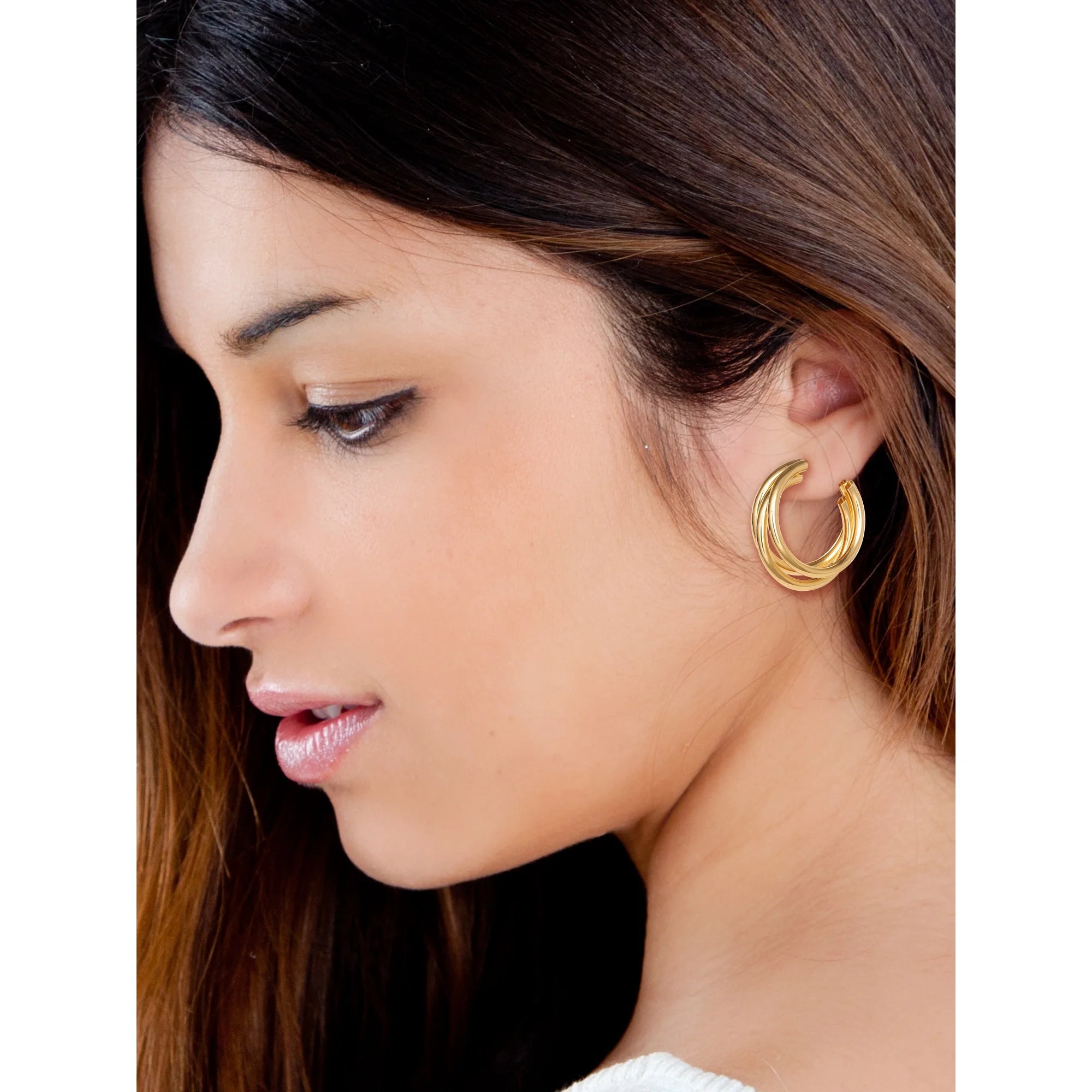Jessica Simpson Twisted Layer Hoop Earrings
