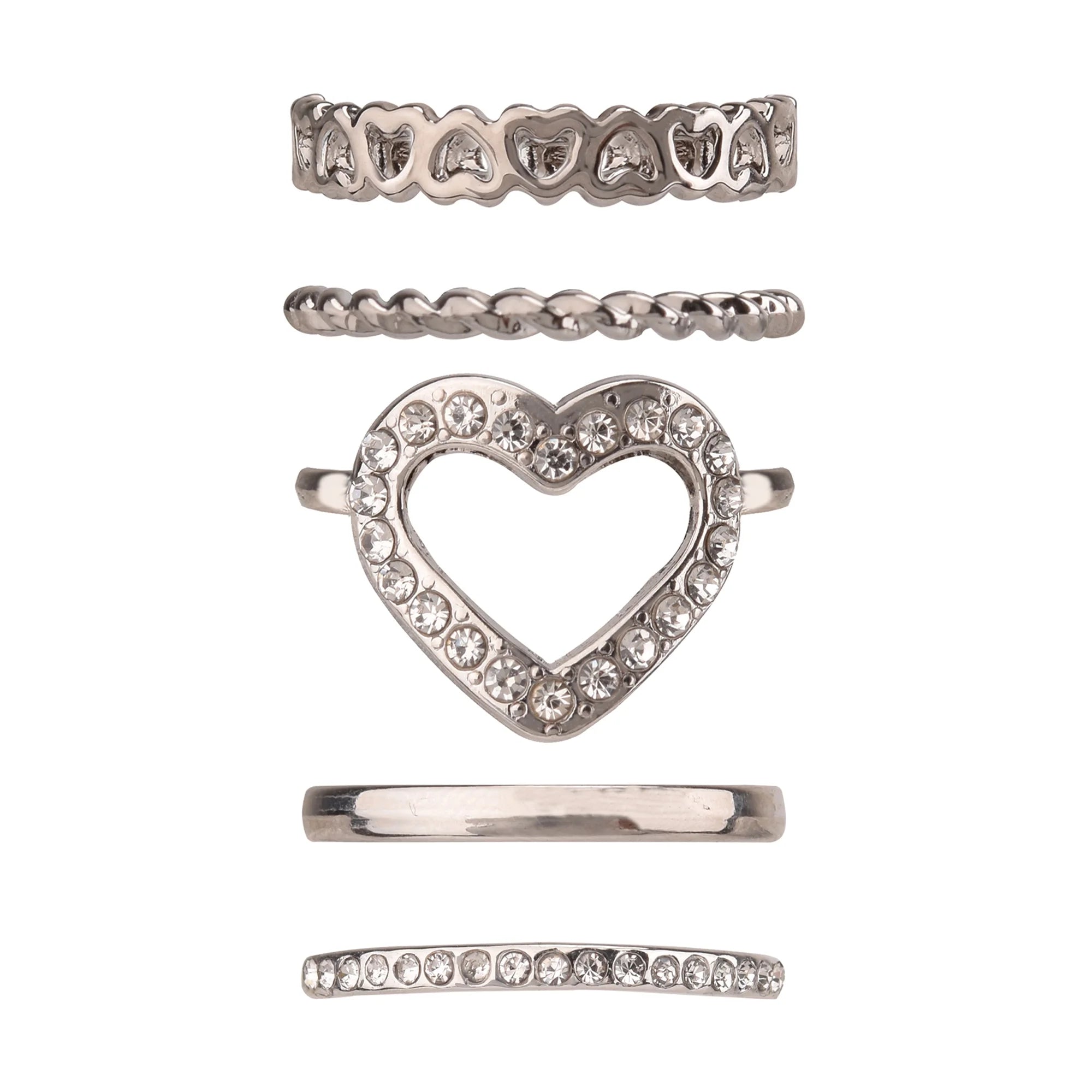 No Boundaries Women’s 10-Piece Silvertone Stackable Ring Set