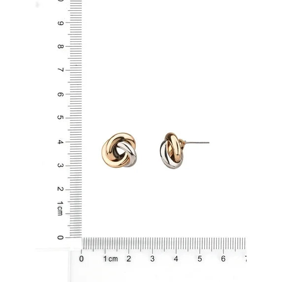 Elegant Knot Post Earrings – Gold & Silver Tone