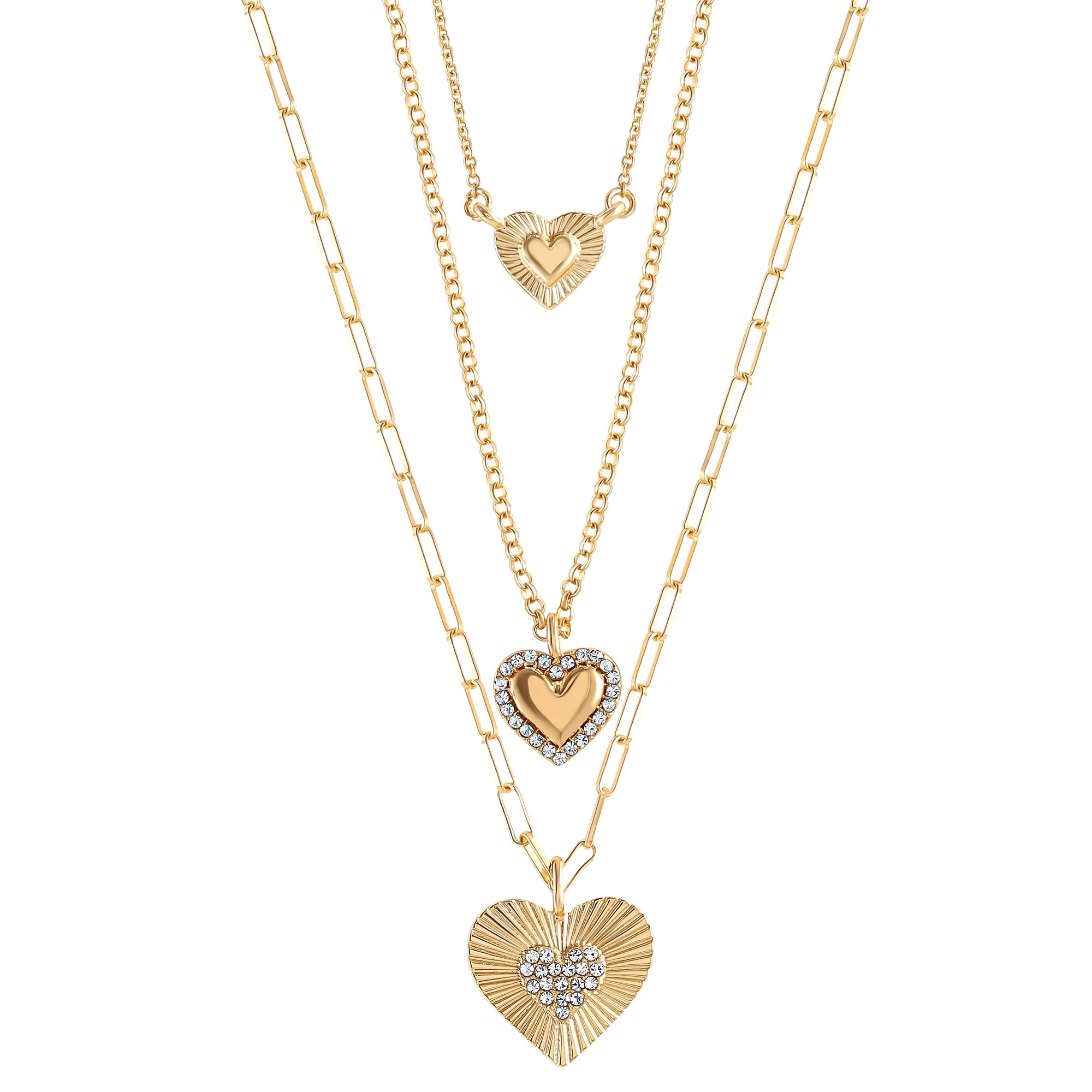 Jessica Simpson Gold Layered Heart Pendant Necklace