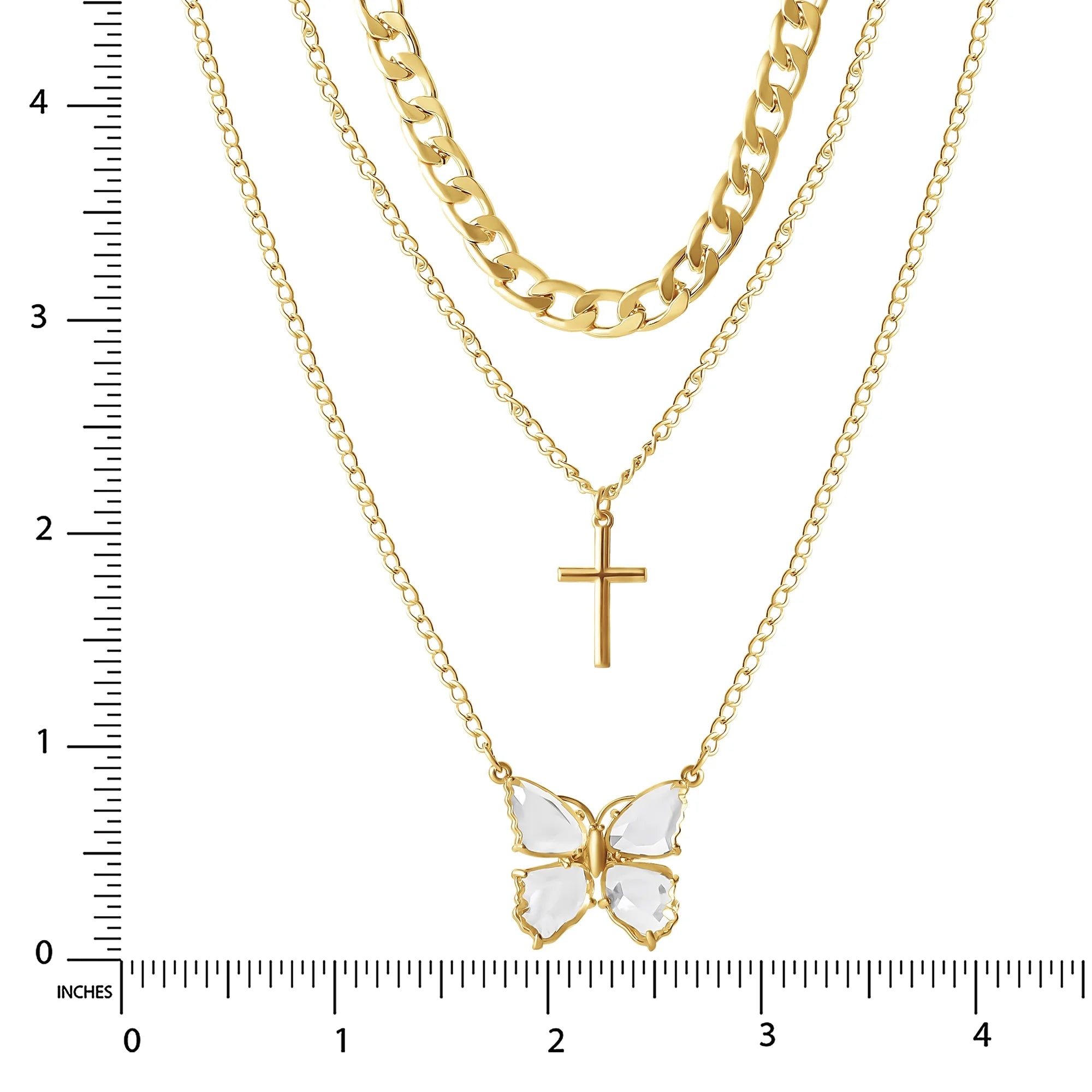 Jessica Simpson Women’s Layered Butterfly & Cross Necklace