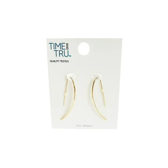 Time and Tru Women’s Gold Tone Oblong Threader Earrings