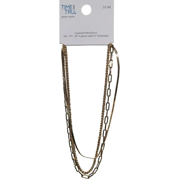 Time and Tru Women’s Layered Chain Necklace – 16”, 17”, 18”