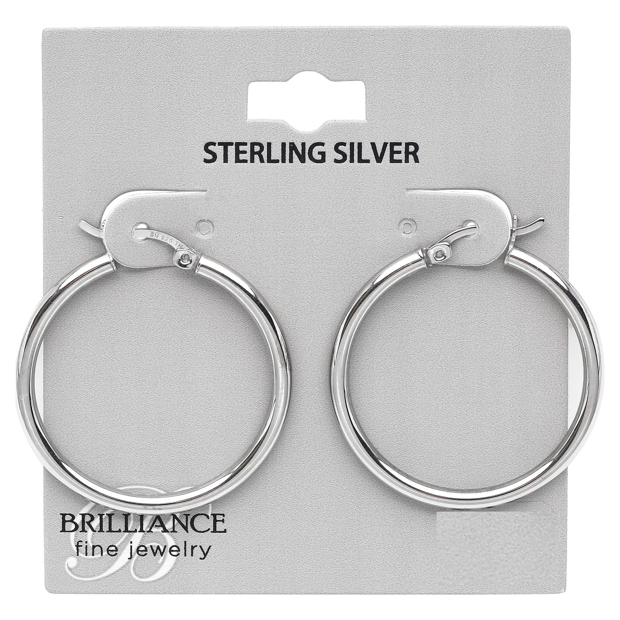 Brilliance Fine Jewelry 30mm Sterling Silver Click-Top Hoop Earrings