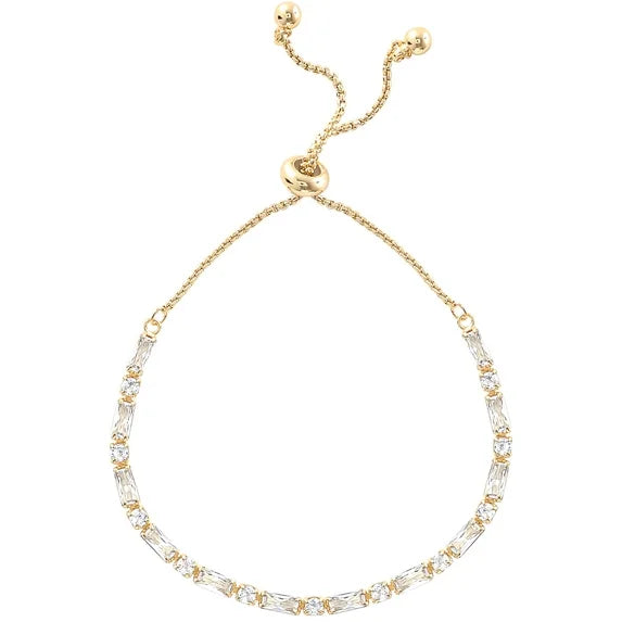 Believe by Brilliance 14kt Gold-Cz- Adjustable Bracelet Set -2-Piece