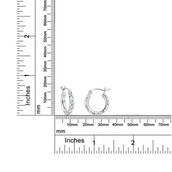 Brilliance 14.5MM Diamond Cut Sterling Silver Hoop Earrings