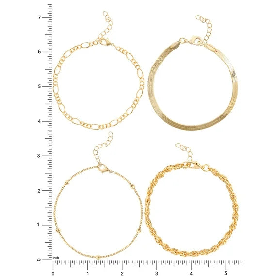 Believe By Brilliance Women's 14kt Gold Plated Bracelet Set – 4-Piece