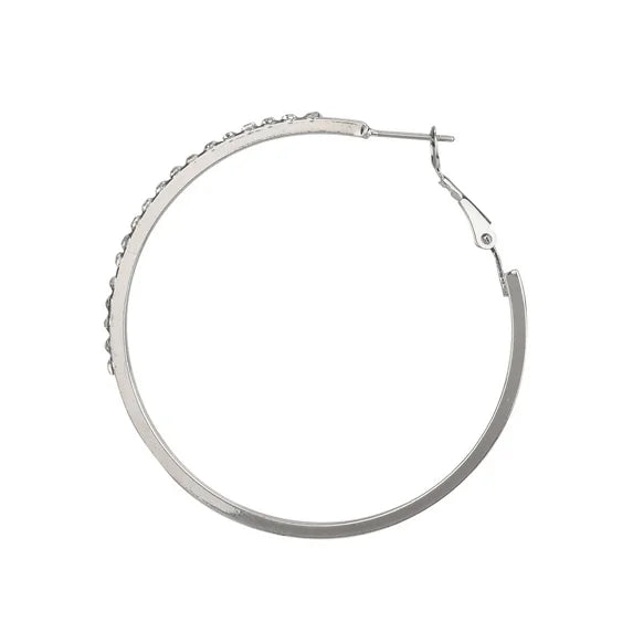 Time and Tru Women's Silver Tone Crystal Hoop Earrings