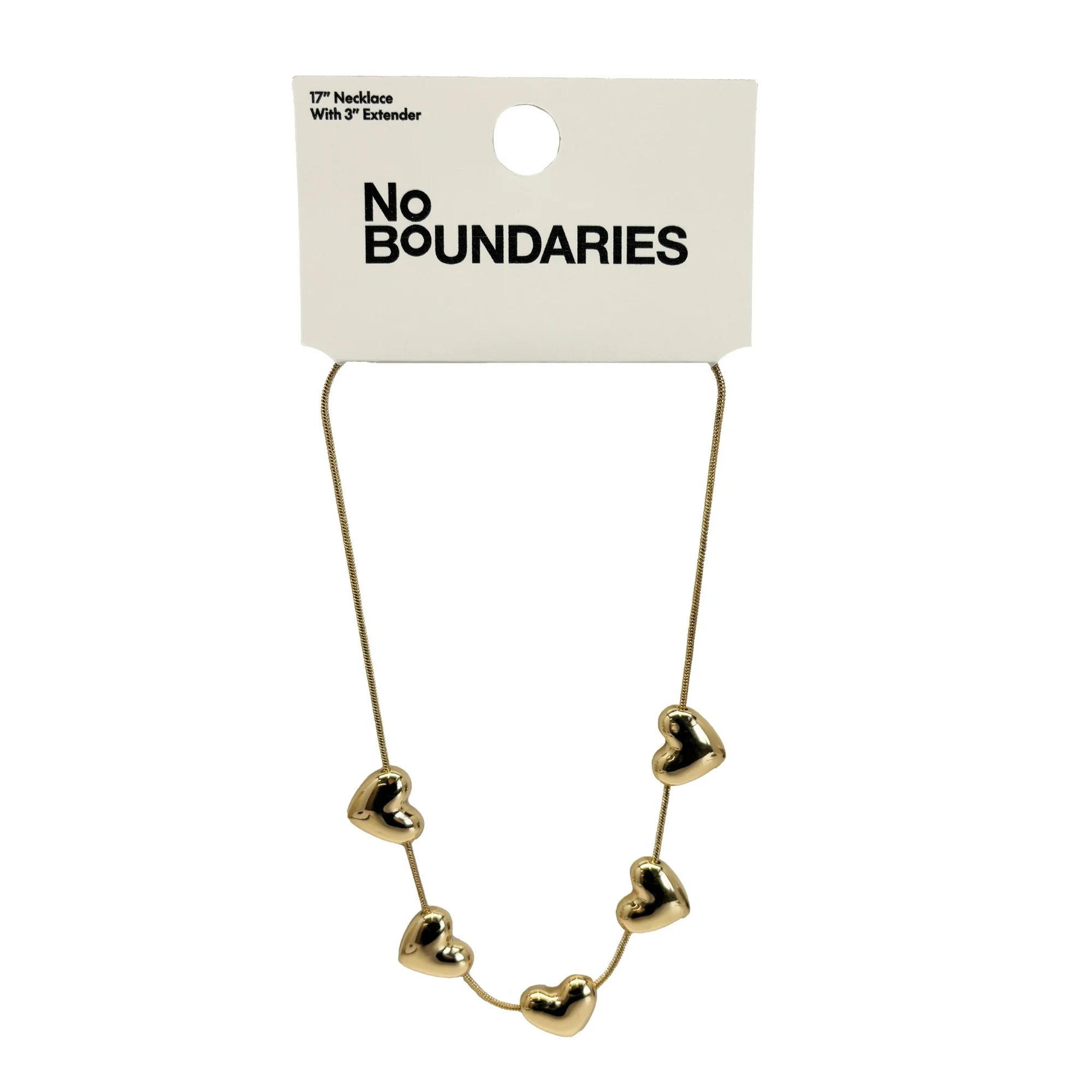 No Boundaries Women's Gold-Tone Bubble Heart Station Necklace