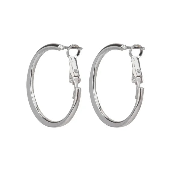 Time and Tru Silver Knife Edge Hoop Earrings for Women