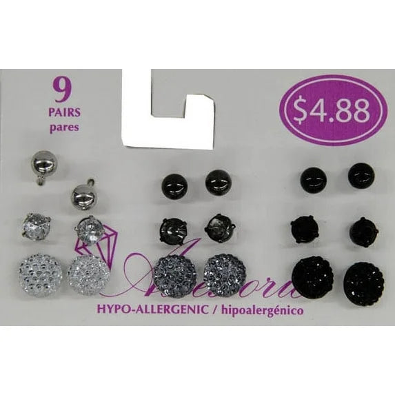 Time and Tru EB Essentials 9-Piece Multi Stud Earring Set