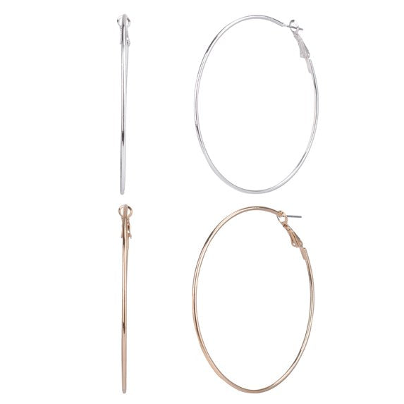 Time and Tru Women’s 3-Pair Metal Hoop Earring Set