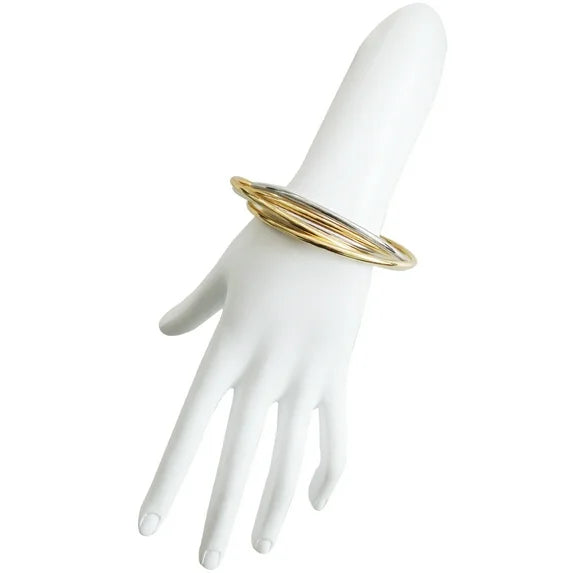 Time and Tru Women’s Two-Tone Bangle Set – 5-Piece Iron & CZ Plated Bracelets