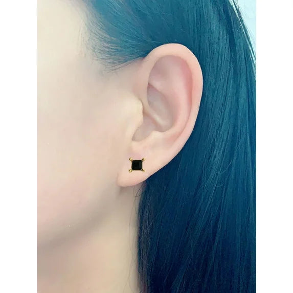 Time and Tru 9-Piece Black & Gold Stud and Hoop Earrings Set