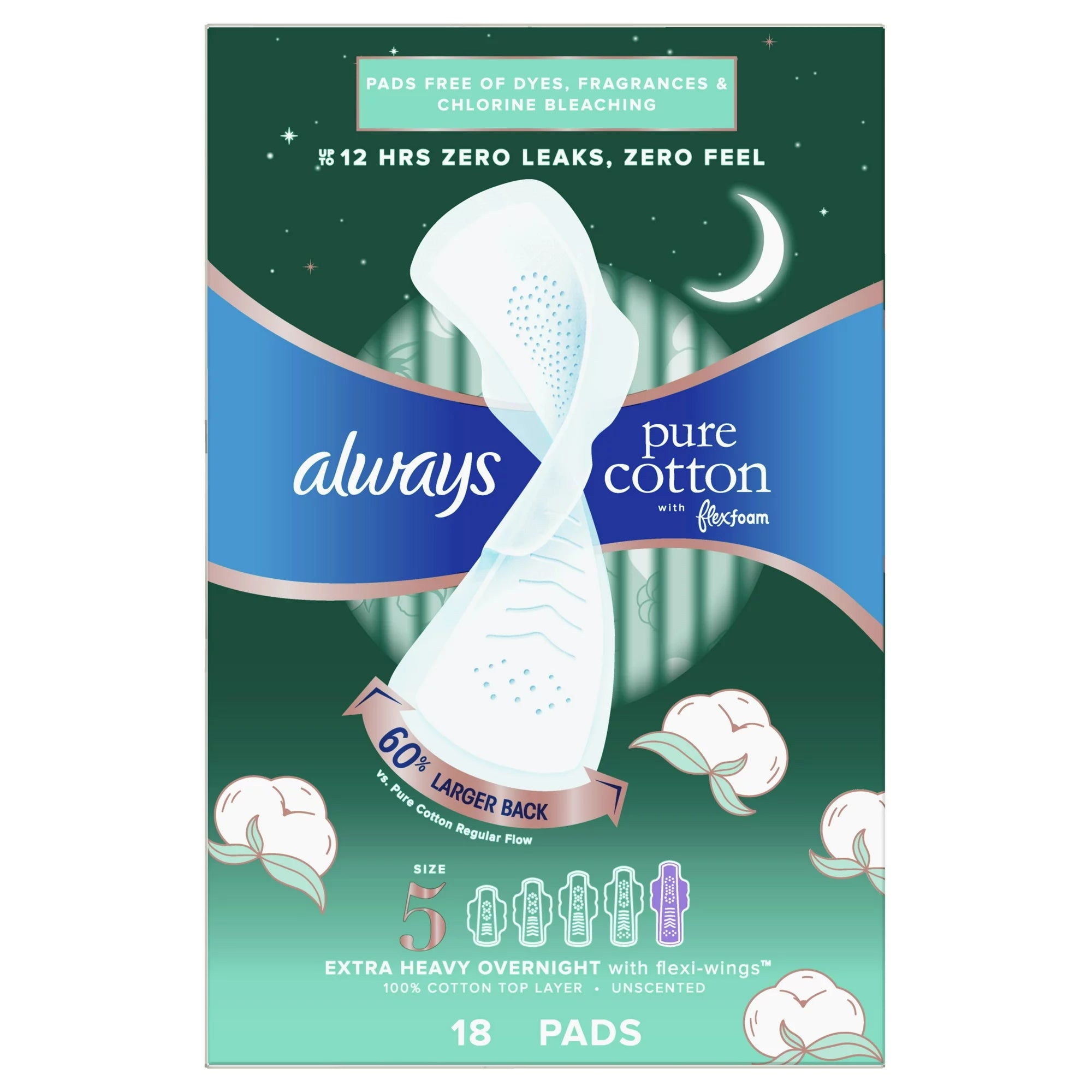 Always Pure Cotton Pads, Size 5, Extra Heavy