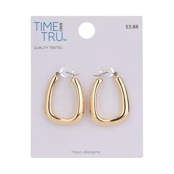 Time and Tru Women’s Gold Tone Wide Hoop Earrings