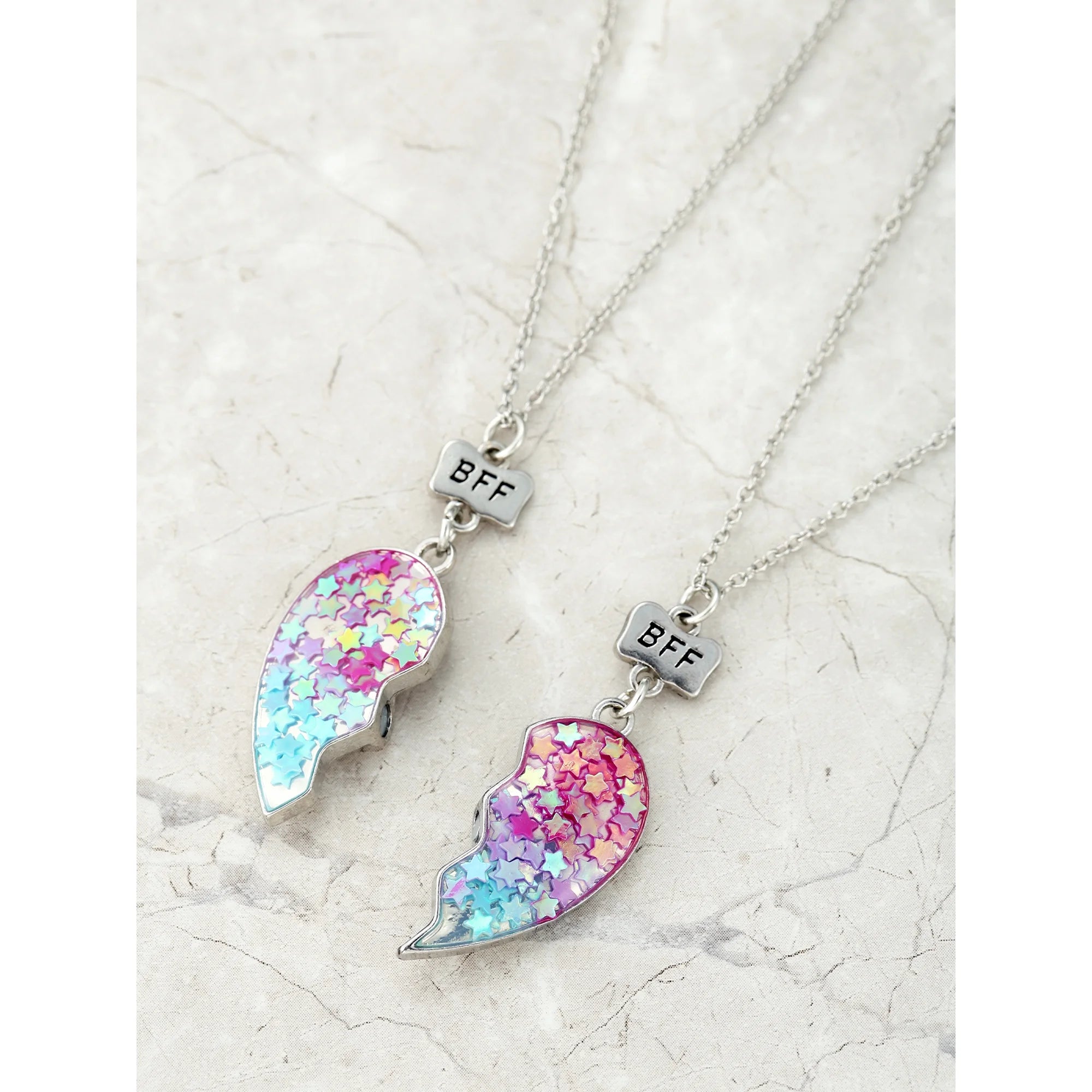 Wonder Nation Girls’ BFF Heart Necklace Set – 2-Piece