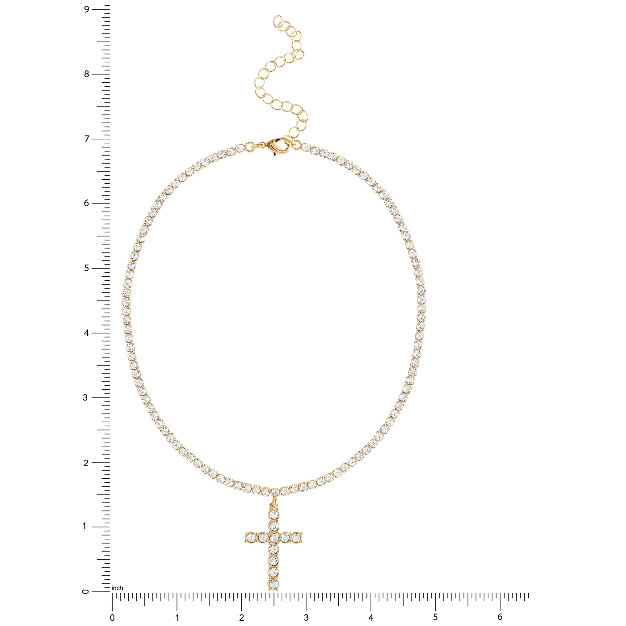 Jessica Simpson Gold Tone CZ Cross Pendant Necklace