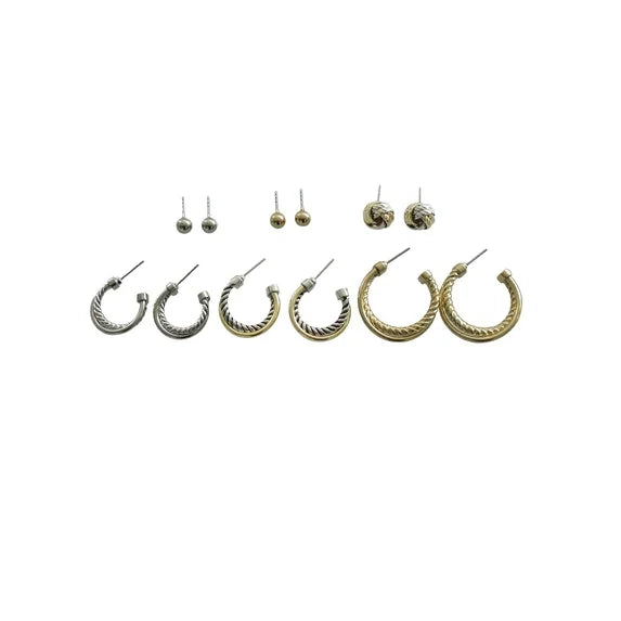 Time and Tru Women’s 6-Pair Two-Tone CZ Earring Set