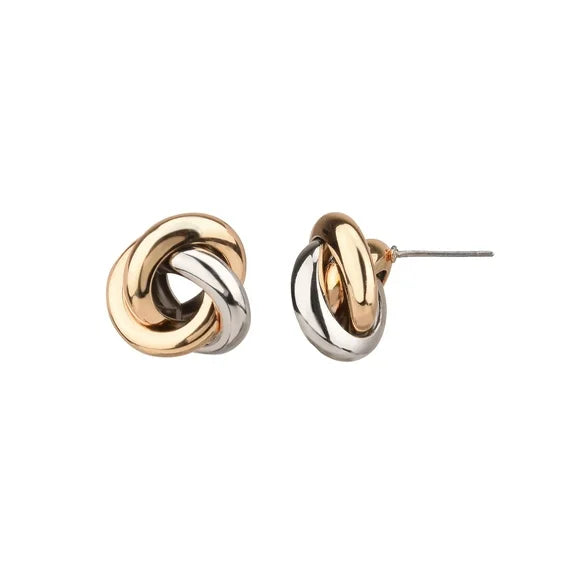 Elegant Knot Post Earrings – Gold & Silver Tone