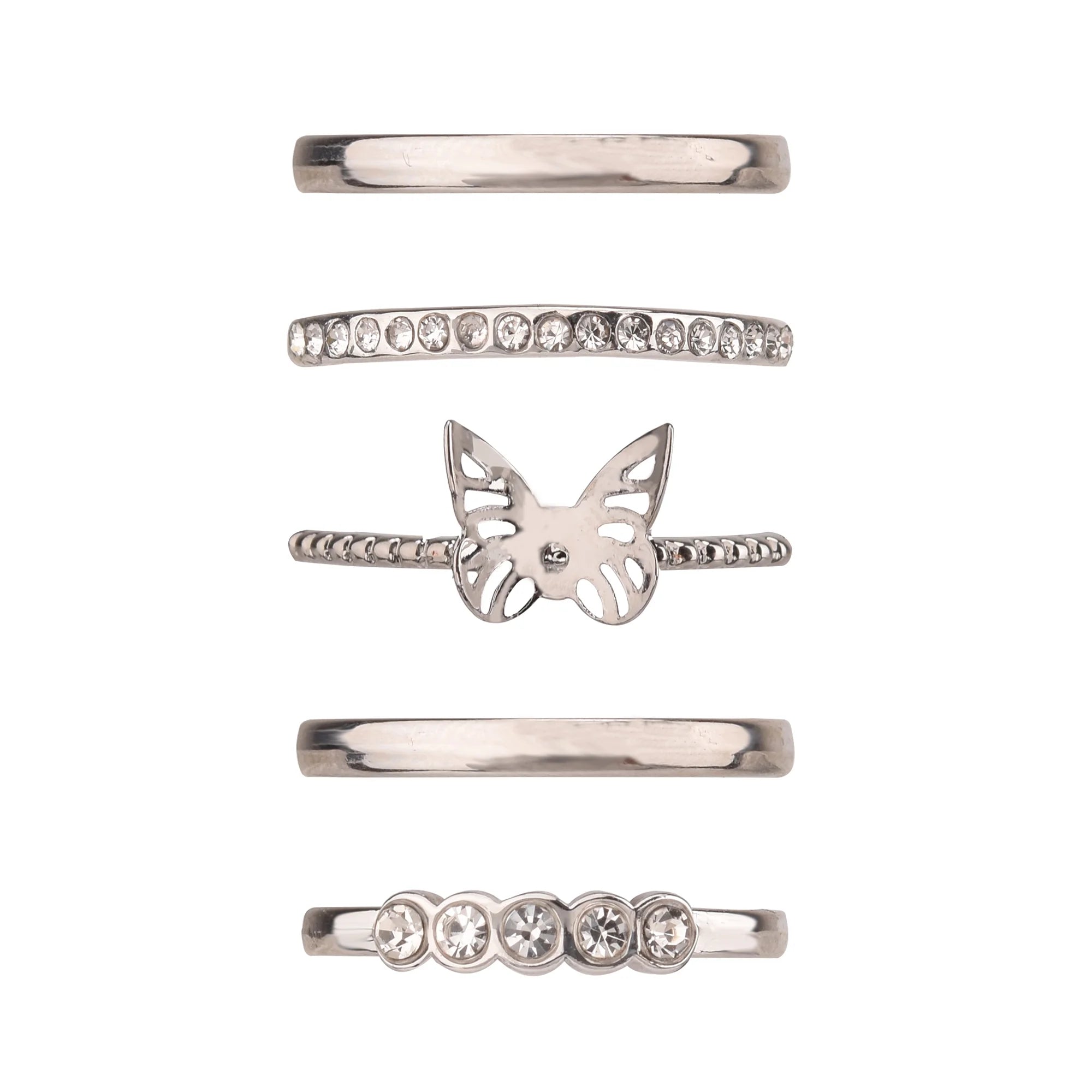 No Boundaries Women’s 10-Piece Silvertone Stackable Ring Set