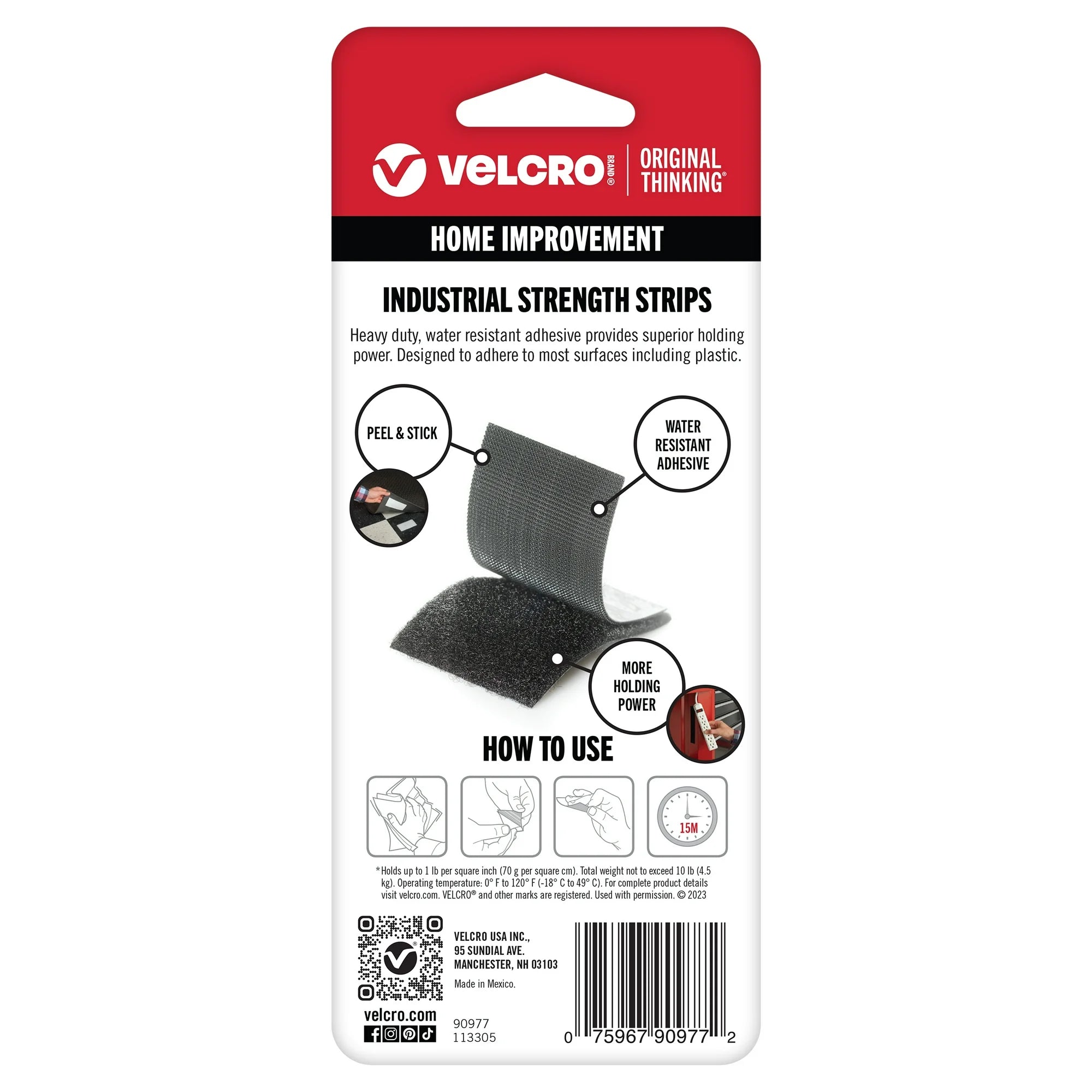 VELCRO Brand Industrial Strips - Black (3 Pack)