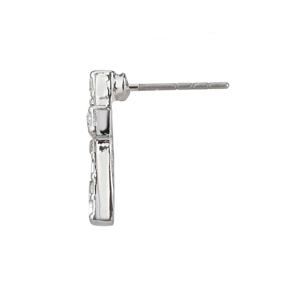 Time and Tru Women’s Silver Crystal Cross Earrings