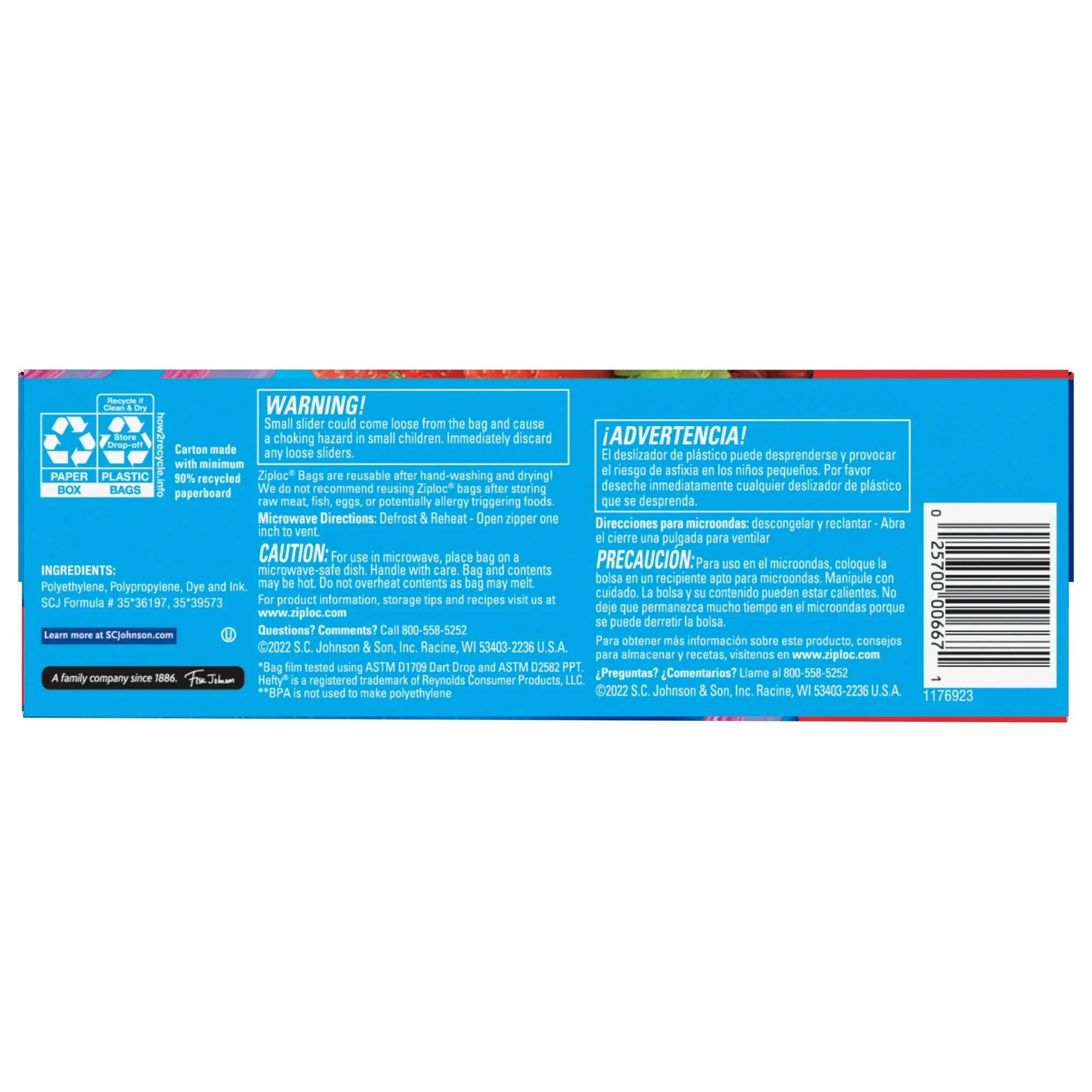 Ziploc® Brand Slider Quart Storage Bags