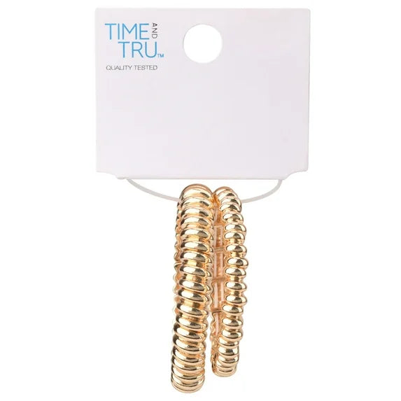 Time and Tru Adult Women's Gold-Tone Stretch Bracelet Set – 2-Piece