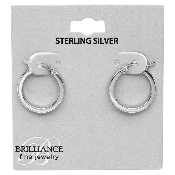 Brilliance 18MM Sterling Silver Square Hoop Earrings