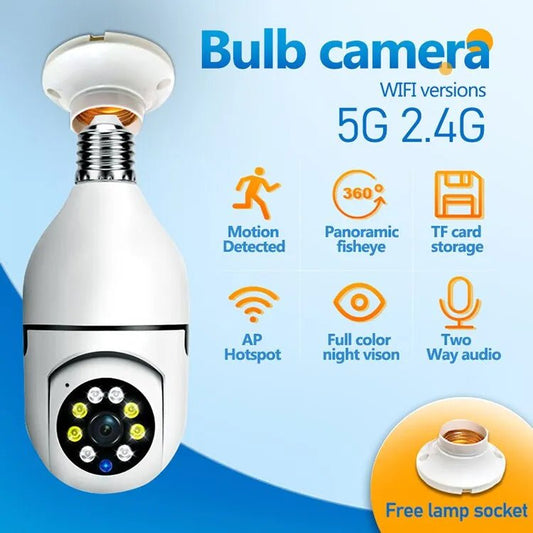 5G Bulb E27 Surveillance Camera with Full Color Night Vision - MAK PERSONA ™
