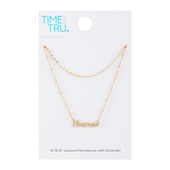 Time and Tru Gold ‘Mama’ Layered Necklace Set – 2-Piece