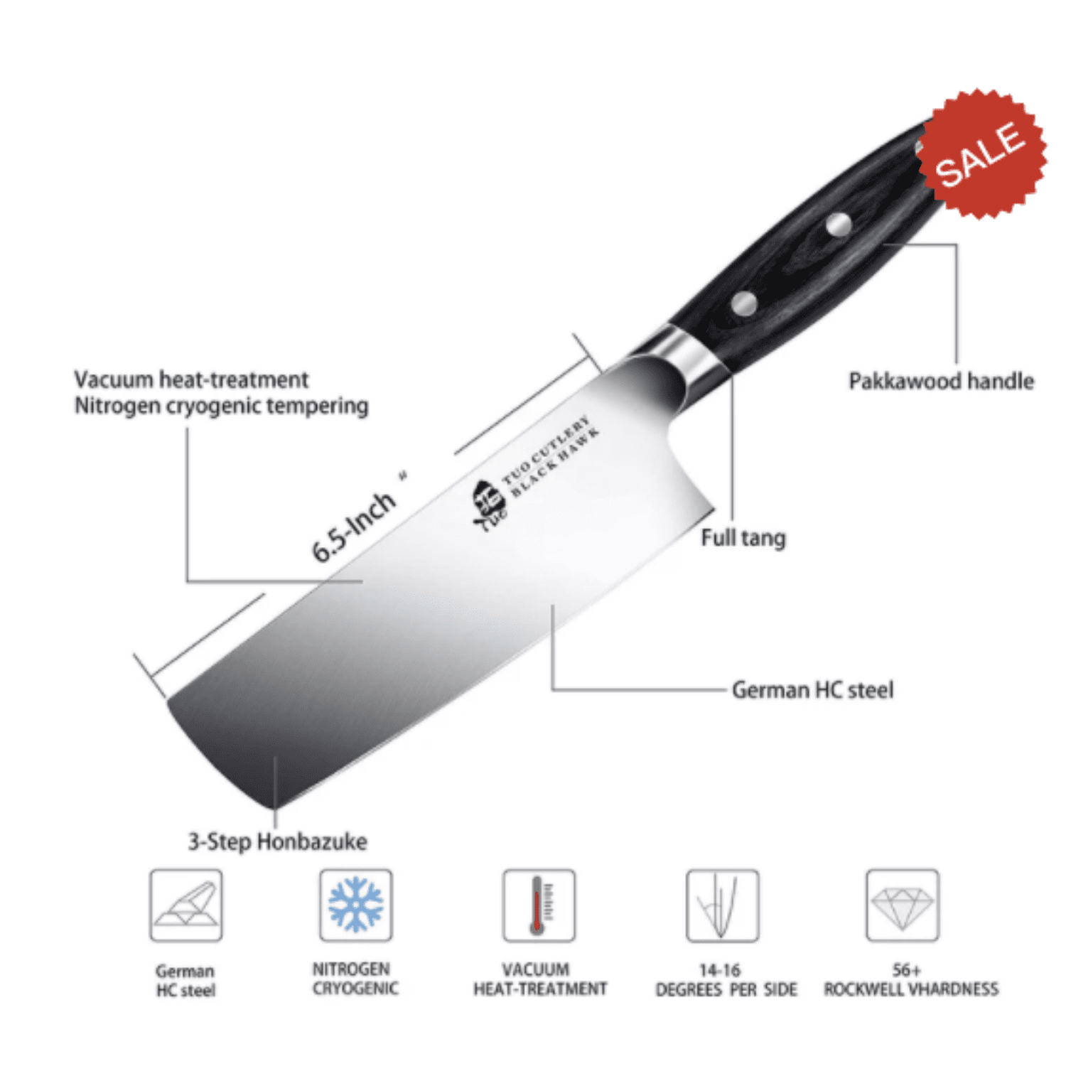 6.5-inch Nakiri Knife - Precision Japanese Vegetable Cleaver - MAK PERSONA ™